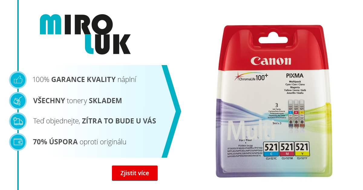 Sada originálních cartridge Canon | - CLI-521C/M/Y skladem cartridge Miroluk