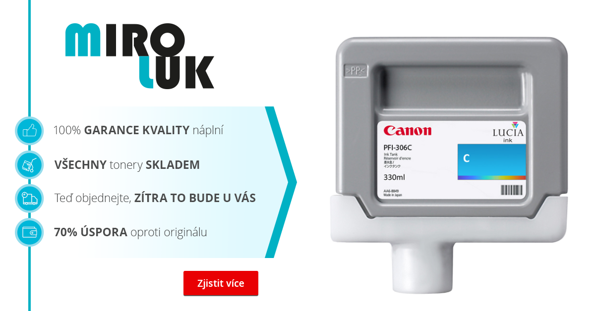 Originální cartridge Canon PFI-306C (Azurová) - cartridge skladem